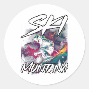 Sticker Rond Ski Montana Ski Aventure Montana Usa