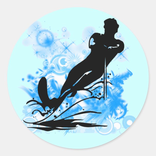 Sticker Rond Ski nautique (Devant)