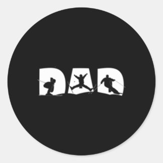 Sticker Rond Ski papa papas Qui Ski Ski Papa