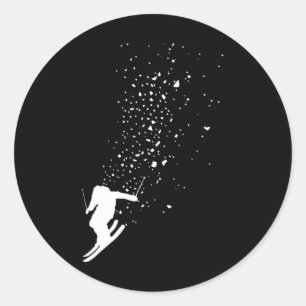 Sticker Rond Ski - Ski acrobatique Ski Freestyle Sports d'hiver