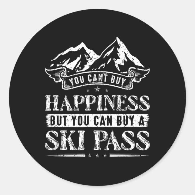 Sticker Rond Ski Snow Mountains Skiing  (Devant)
