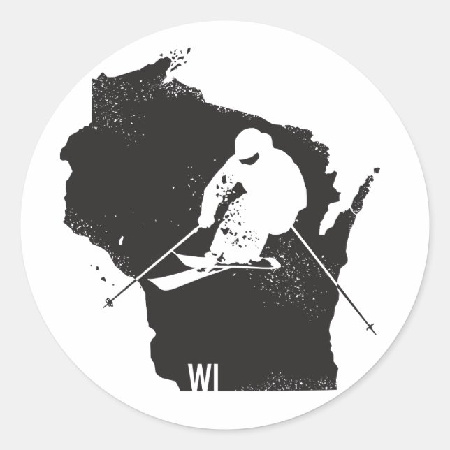 Sticker Rond Ski Wisconsin (Devant)
