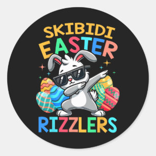 Sticker Rond Skibidi Rizzlers de Pâques amusants Sigma Gen Alp