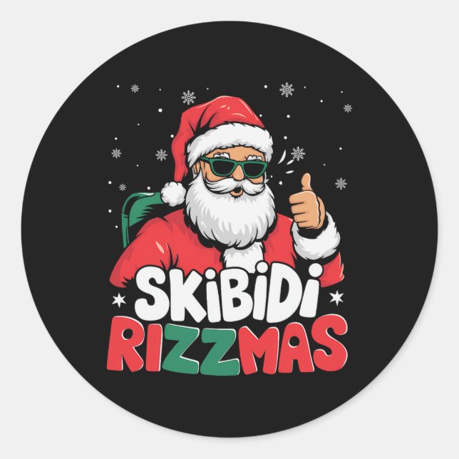 Sticker Rond Skibidi Rizzmas Noël Père Noël Joyeux Rizz M (Devant)