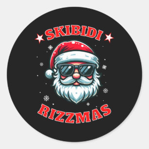 Sticker Rond Skibidi Rizzmas Rizz Mas Funny collège Alpha
