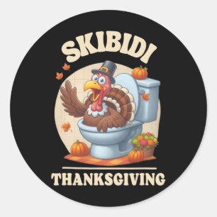 Sticker Rond Skibidi Thanksgiving Mème amusant Skibidi Toilet T