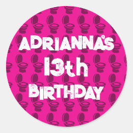 Sticker Rond Skibidi Toilet rose fête d'anniversaire