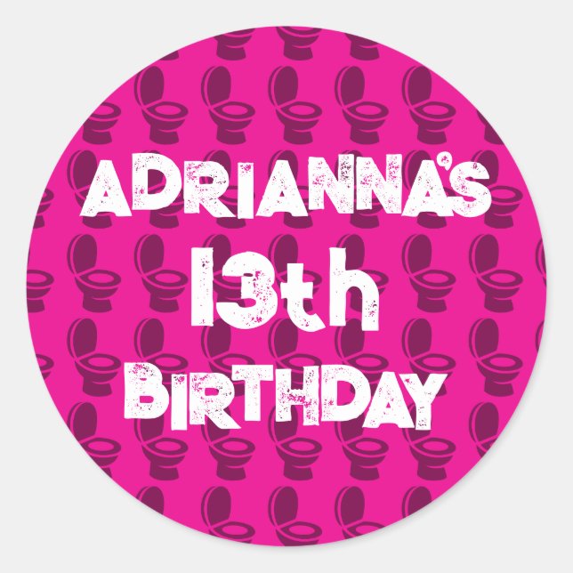 Sticker Rond Skibidi Toilet rose fête d'anniversaire (Devant)