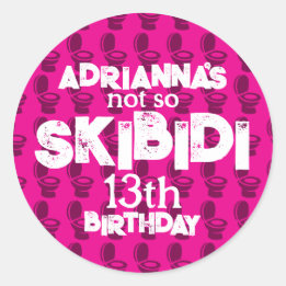 Sticker Rond Skibidi Toilet rose fête d'anniversaire