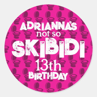 Sticker Rond Skibidi Toilet rose fête d'anniversaire