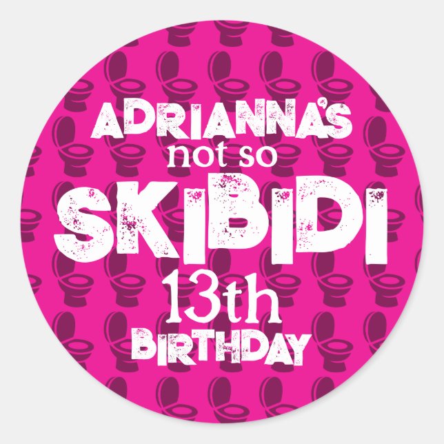 Sticker Rond Skibidi Toilet rose fête d'anniversaire (Devant)