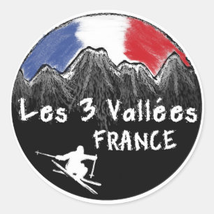 Sticker Rond Skieur de Les 3 Vallées France