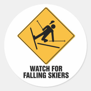 Sticker Rond Skieurs en chute