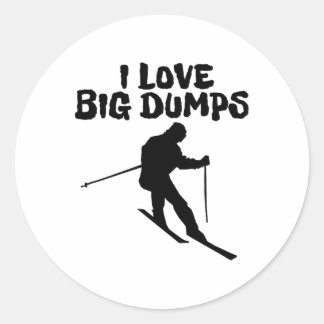 Sticker Rond Skiing I Love Big Dumps Ski Men Women 
