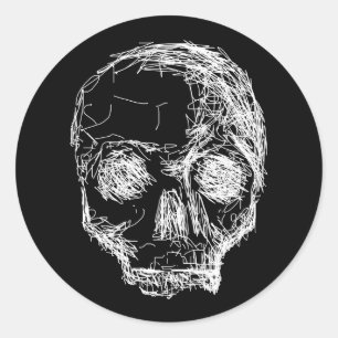 Sticker Rond Skull à Black and White.