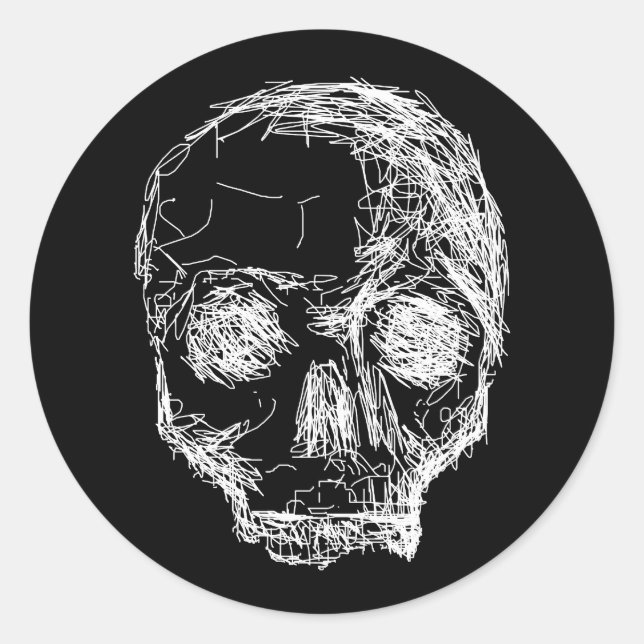 Sticker Rond Skull à Black and White. (Devant)