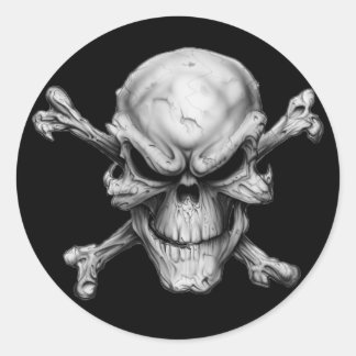 Sticker Rond Skull Crossed Bones