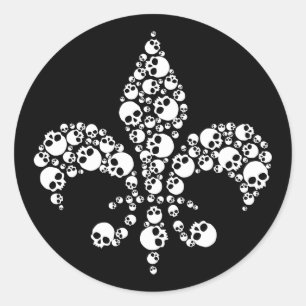 Sticker Rond Skull Fleur De Lis