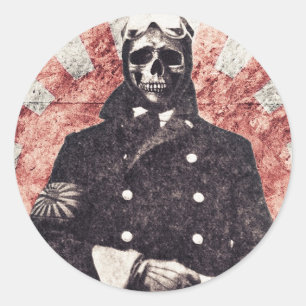Sticker Rond Skull kamikaze