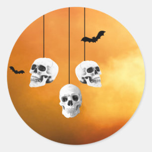 Sticker Rond Skull Skeleton Halloween Party Freaky Night