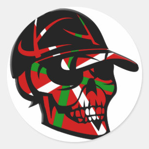 Sticker Rond Skull surfeur Basque