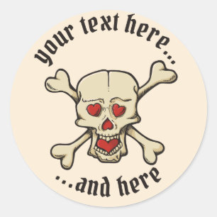 Sticker Rond Skull with Hearts