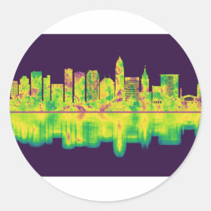Sticker Rond Skyline Cleveland Ohio