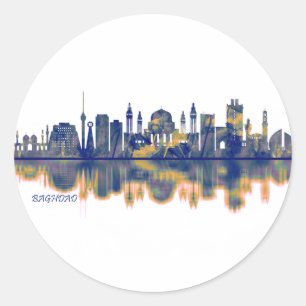 Sticker Rond Skyline de Baghdad