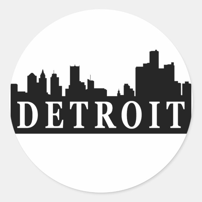 Sticker Rond Skyline de Détroit (Devant)