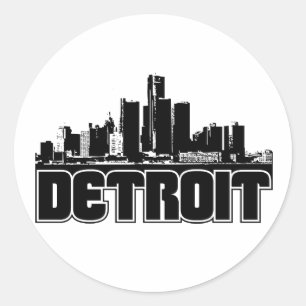 Sticker Rond Skyline de Détroit