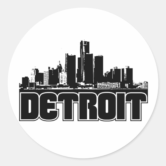 Sticker Rond Skyline de Détroit (Devant)