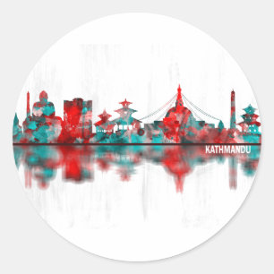 Sticker Rond Skyline de Katmandou