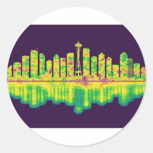 Sticker Rond Skyline de Seattle