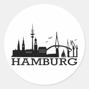 Sticker Rond Skyline Hamburg