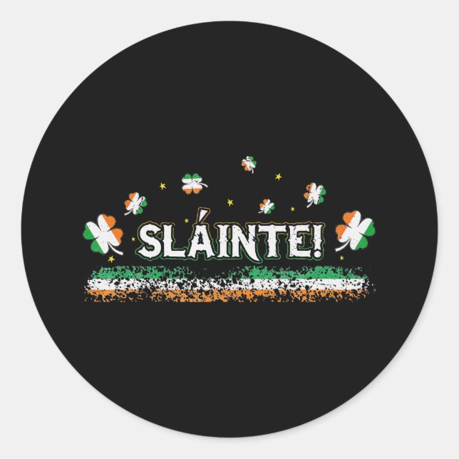 Sticker Rond Slainte Irlande Shamrock Drapeau irlandais Bravo I (Devant)