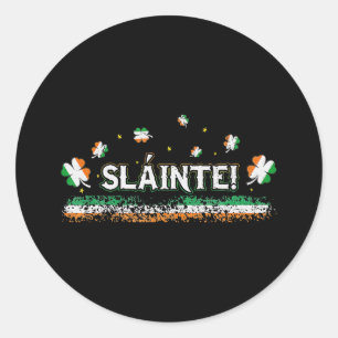 Sticker Rond Slainte Irlande Shamrock Drapeau irlandais Bravo I
