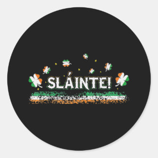 Sticker Rond Slainte Irlande Shamrock Drapeau irlandais Bravo I