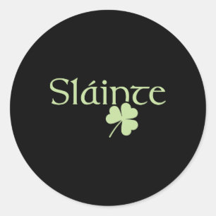 Sticker Rond Slainte Shamrock irlandais Lucky Green Irlande St 
