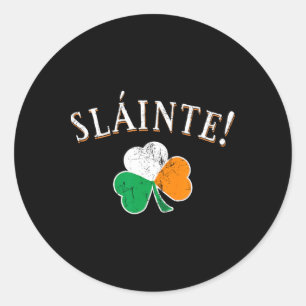 Sticker Rond Slainte Toast Irlande Drapeau Shamrock St. Patrick