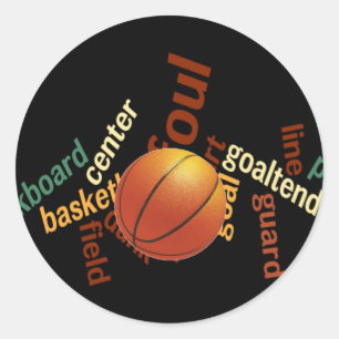 Sticker Rond Slam Dunk de Vocabulaire : Basketball Jeu des Cham