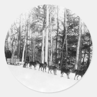 Sticker Rond Sledding de chien de l'Alaska