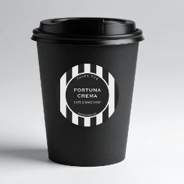 Sticker Rond Sleek Black White Stripe Business Name Thank You