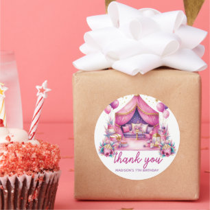 Sticker Rond Sleepover Girl Anniversaire Merci personnalisé