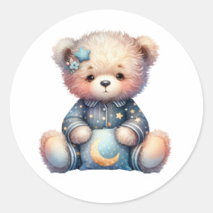 Sticker Rond Sleepy Teddy