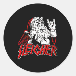 Sticker Rond Sleigher Salut Santa Heavy Metal Noël Pour Hommes