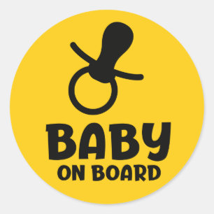 Sticker Rond Slogan baby on board - bébé à bord, en voiture.
