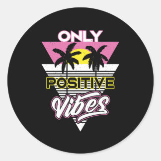 Sticker Rond Slogan Rétro Vibes Positives