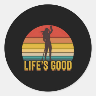 Sticker Rond Slogan Sup Life Paddleboard