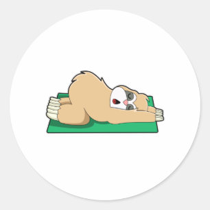 Sticker Rond Sloth au Yoga sur tapis de Yoga