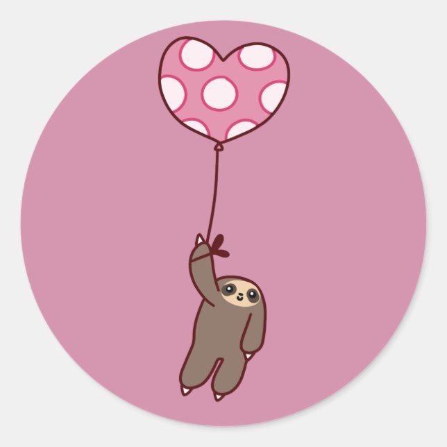 Sticker Rond Sloth Coeur Balloon (Devant)